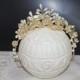 Antique Wedding Bridal Wax Tiara with Orange Blossoms,Leaves and Buds Crown Headpiece Vintage