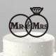 Wedding Cake Topper, Wedding Rings with Mr & Mrs, Acrylic Cake Topper [CT72]