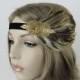 Gold Flapper Headpiece, 1920s Hair Accessories, Great Gatsby Headpiece in Flapper Style for 20s Costume Party, Art Deco Beaded Headband