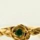 Rose Engagement Ring No.2 - 14K Gold and Emerald engagement ring, unique engagement ring, leaf ring, flower ring,antique,art nouveau,vintage