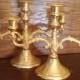 Sale 1/2 price------Two 24 K Gold Plated Candelabras by Sheratonn Made in Italy