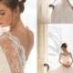 Sheer Lace Long Sleeves Open Back Royal Ball Gown Wedding Dresses 2014 New Arrival