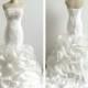 Mermaid Sweetheart White Ruffle Tiered Wedding Dress 