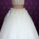 Retro Vintage Style Tea Length Strapless Tulle Wedding Dress With Daisy Floral Applique