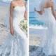 Spaghetti Straps Wedding Dresses, Lace Long Beach Wedding Dresses 
