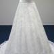 H1429 Cheap lace a line wedding dress with illusion bateau neck