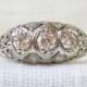 1920s 18k Gold Three Stone Diamond Engagement Ring .59 Carats