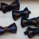 nautical wedding bow ties set of 5 bowties for groom and groomsmen neckties ringbearer outfit father of the bride bowtie brown navy blue aA3