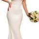 Her White Embroidered Lace Bodice Wedding Party Prom Evening Dress