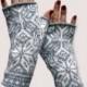 Nordic Gray Fingerless Gloves - Wool Fingerless Gloves - Scandinavian Gloves - Long Fingerless Gloves - Gift nO 60