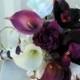 Plum Wedding bouquet real touch calla lily orchid bridal bouquet