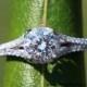 CUSTOM Made - 1.50 ct  Round - Split Shank-  Halo - Pave - Antique Style - Diamond Engagement Ring 14K white gold - Wedding - Brides # Bp001