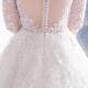 A-line wedding dress with long sleeves and Illusion neckline from Meera Meera