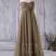 2016 Khaki Mesh Bridesmaid Dress, Empire Waist Wedding Dress, Strapless A Line Prom Dress, Open Back Evening Gown Floor Length (LS143)