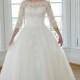 Belted Empire Waist Plus Size Wedding Dress W/ Soutage Lace & Pearls
