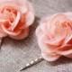 Flower Hair Pin Bridal Hair Pins Wedding Hair Accessories - Flower Hair Clip Bridesmaids Flower Girl Coral Pink Floral Pin