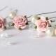 Blush Pink Rose Hair Pins, Wedding Hair Pins, Bridal Hair Accessories, Bridesmaid Hair Pins, Rose and Pearl Hair Pins