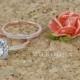 2.20 CT Round Halo Engagement Ring band Bridal set Solid 14k Rose & White Gold, Unique Rose Gold Engagement Rings by Zhedora