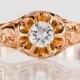 Antique Engagement Ring - Antique 1930's 14k Rose Gold Diamond Engagement Ring