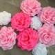 12 Giant Paper Flowers/Giant Paper Roses/Wedding Decoration/Arch Flowers/ Table Flower Decoration/  Pink And White Roses