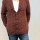 Hand knitted Man's Brown Boyfriend Coat Cardigan,  Cable Knitted Overcoat for Winter and Spring ,Made to order Outwear or Jacket