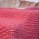 Chunky Knit blanket, Handmade Knit, Wool blanket, Knitted blanket, Chunky blanket, Knit Throw, super bulky blanket, Bulky Gift, Pink Blush