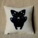 7x7 Cute Halloween decor pillow. Black cat mini pillow. Small Kawaii throw pillow. Kids play pillow. Hug pillow. Accent Pillow toy Cushion