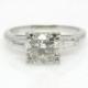 Sale 50% off Handmade Antique Engagement Ring Baguette Diamonds 14K White Gold Art Deco