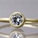14k Gold and White Sapphire Engagement Ring - 5mm Stone in yellow or white gold