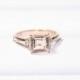 14K Rose Gold Ring 7mm Pink Morganite Diamond Ring Wedding Ring Pincess Morganite Wedding Diamond Morganite Ring Diamond Gold Jewelry