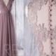 2016 Dusty Rose Mesh Bridesmaid Dress, Deep V Neck Wedding Dress, Long Maxi Dress, A Line Prom Dress, Lace Back Evening Gown Floor (LS172)
