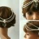 Bridal Hair Accessories, Bridal Hair Chain, 1920s Headpiece, Bridal Forehead Band Bridal Headpiece Pearl Hair Jewelry Hair Chain Jewelry BEA