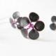 Small flowers pic hair, purple and black glitter, x 6