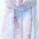 Hand Painted Silk Scarf, White Scarf, Pastel Pink Peonies, Wedding Scarf, Silk Chiffon Scarf, Floral Silk Scarf, 11x90 inches. Made to Order