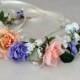 Bridal headpiece -Rosie- Flower crown, purple peach lavender artificial rose headband hair wreath halo silk Australia Wedding Accessories
