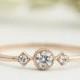 Rose gold engagementring, Unique engagement ring, 3mm white diamond, conflict free, three diamond ring, 14k 18k gold, platinum, sta-r103-dia