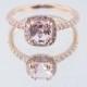 14K Rose Gold Cushion Cut Morganite Diamond Halo Engagement Ring Wedding Ring Anniversary Ring Promise Ring Solitaire Ring Alternative Ring