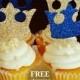 Prince Crown Cupcake Toppers Glitter Crown Toppers Gold Royal Blue Crown Toppers Prince Baby Shower Glitter Royal Prince Decorations