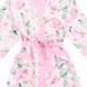 Pink Watercolor Floral Silky Kimono Robe On Pink, personalized  bridesmaid, accessories, gifts