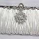 Bridal Handbag, White Bridal Clutch, Crystal Wedding Clutch, White Bridal Satin Clutch, White Wedding Handbag, Vintage Inspired Satin Clutch