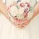 Spring Wedding bouquet, bridal bouquet,men boutonnieres, pastel bouquet, fabric flowers custom bouquet