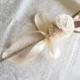 Flowergirl wand cream rustic wedding Ivory Flowers, linen cord handle, Flower girl, Bridesmaids, sola roses vintage wedding brown custom