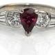 Ruby Engagement Ring Vintage Natural 1.90 ctw Ruby Diamond Engagement 18K White Gold Vintage Diamond Ruby Ring Size July Birthday!