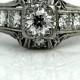 Platinum Antique Engagement Ring 0.55ctw Art Deco Old European Cut Diamond Wedding Ring Art Deco Engagement Ring Size 3!