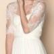 Roseline Bridal French Lace Tulle Bolero Cover Up Shrug In Off-White Pale Ivory