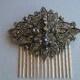 MADELYN ~ Bridal Art Deco Flower Hematite with Austrian Crystals Hair Comb