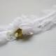 Botanical & floral wedding garter, Personalized bridal garter, Monogrammed leaf pendant, Personalized garters, white and green