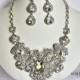 Wedding Jewelry Set, Crystal Bridal Statement Necklace Earrings, Bridal Earrings, Vintage Style