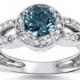 1.00Ct Blue & White Diamond Infinity Engagement Ring 14K White Gold, Infinity Ring, Diamond Engagement Ring, Natural Diamond, 14k White Gold