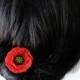 Red Poppy hair pin - Blue Poppy Hair Flowers, Poppies for Hair Wedding Hair Accessory pin, White Bridal hair pins